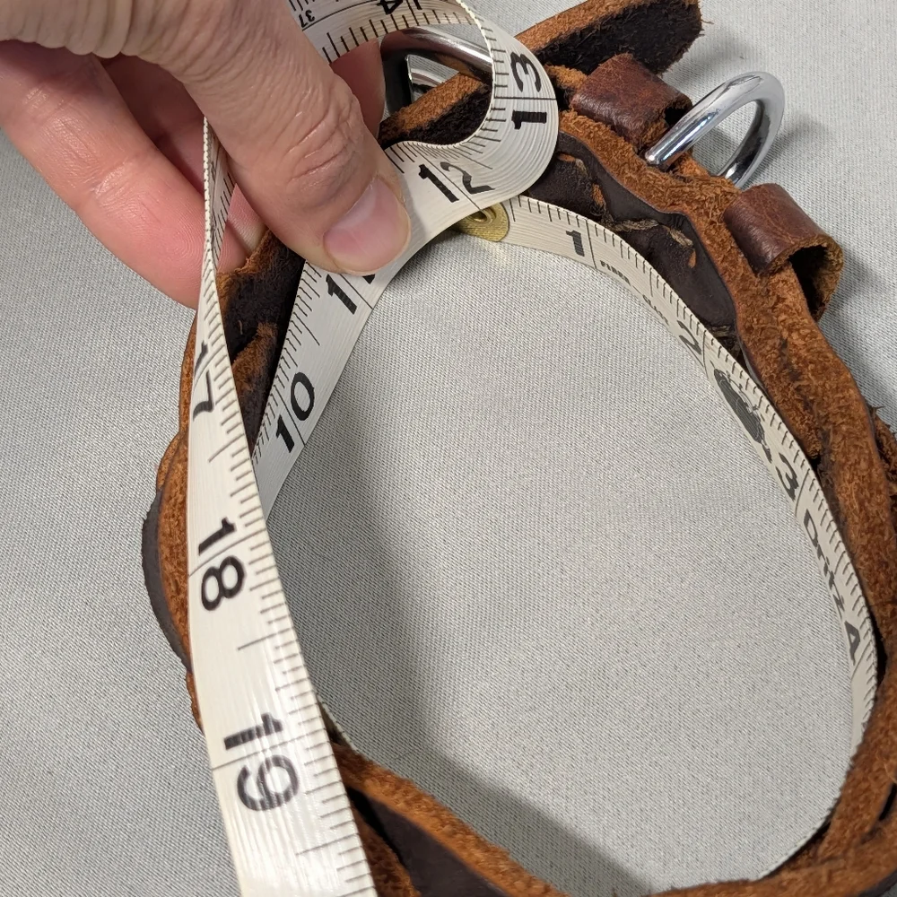 Braided Brown Leather Dog Collar with Silver Buckle (Small Dog)
